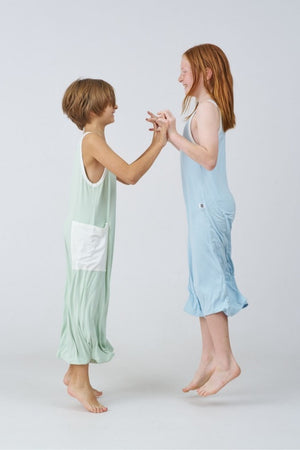 Kids Bamboo Jumpsuits in Sage and Blue - Awakind.co