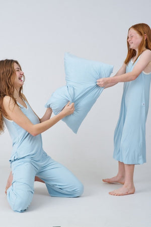 Matching Bamboo Jumpsuits in Blue for kids and adults - Awakind.co
