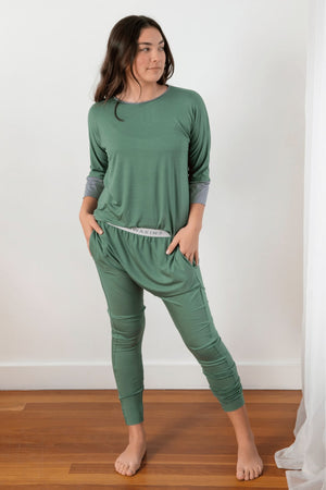 The Teen & Adult Bamboo Harem Pants - Olive - Awakind.co