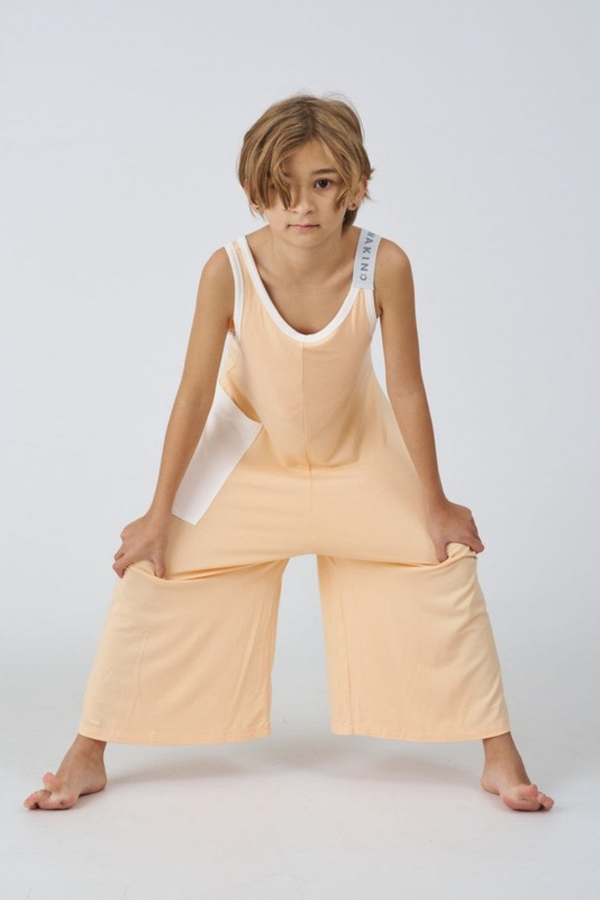 Kids Bamboo Jumpsuit in Peach - Awakind.co