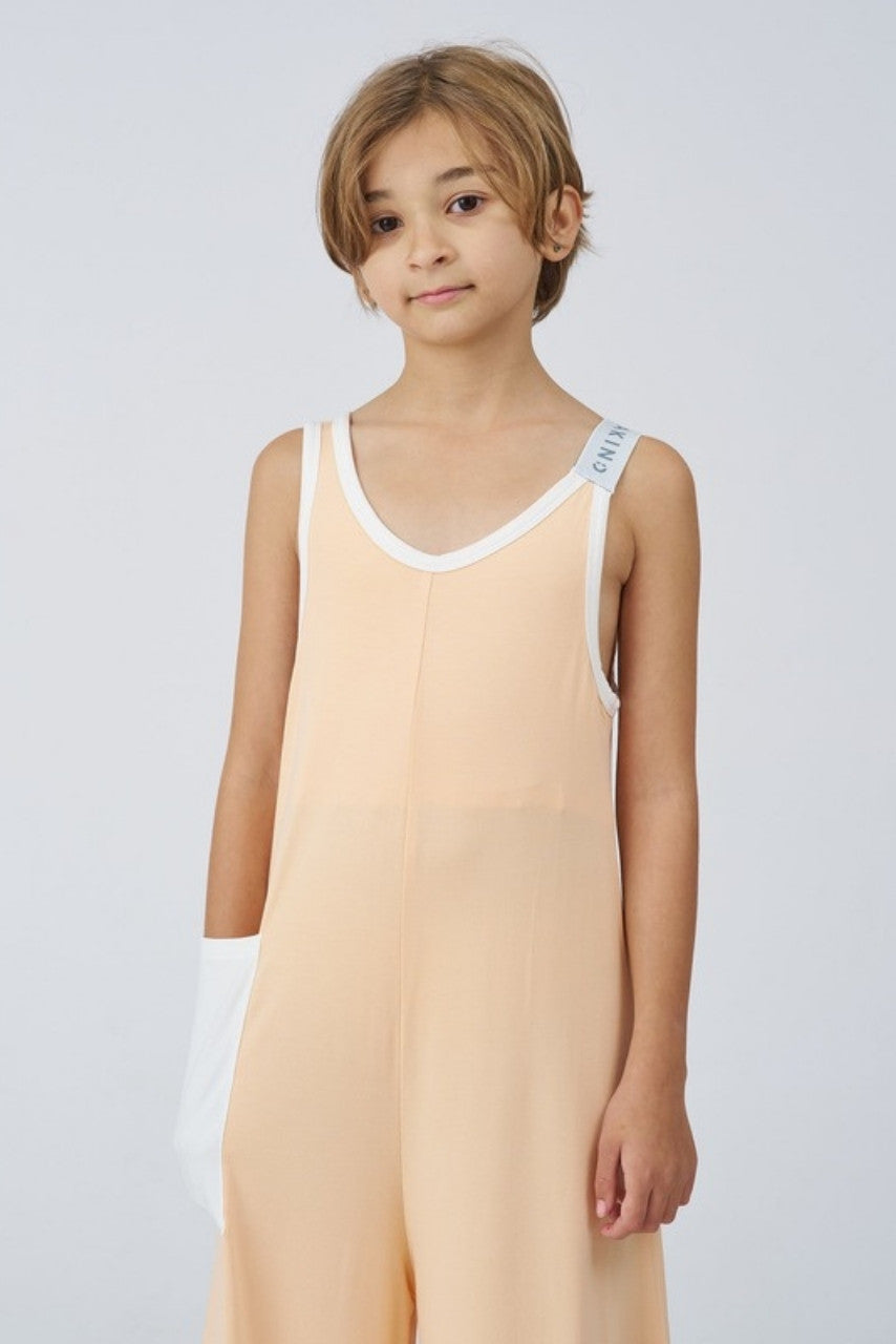 Kids Bamboo Jumpsuit in Peach - Awakind.co