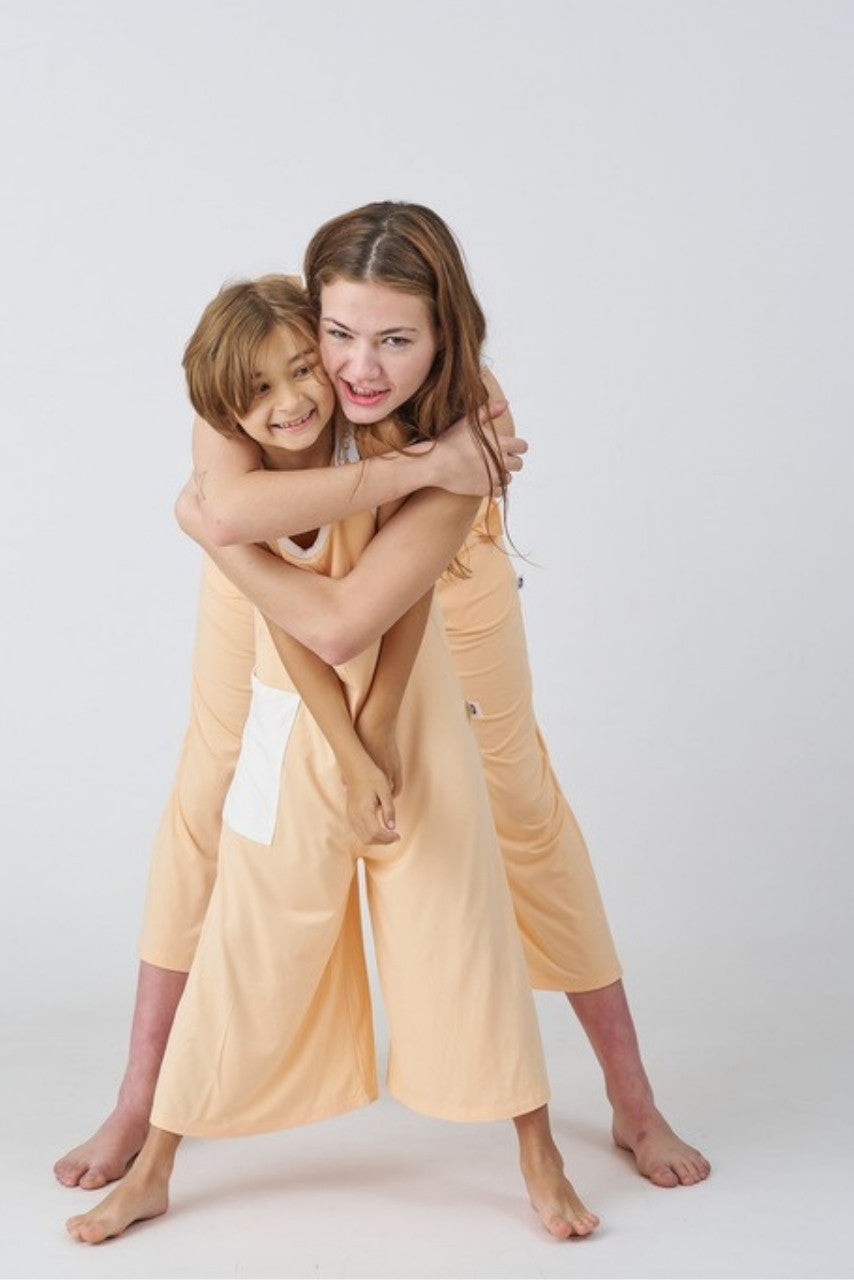 Matching Bamboo Jumpsuits in Peach for kids and adults - Awakind.co