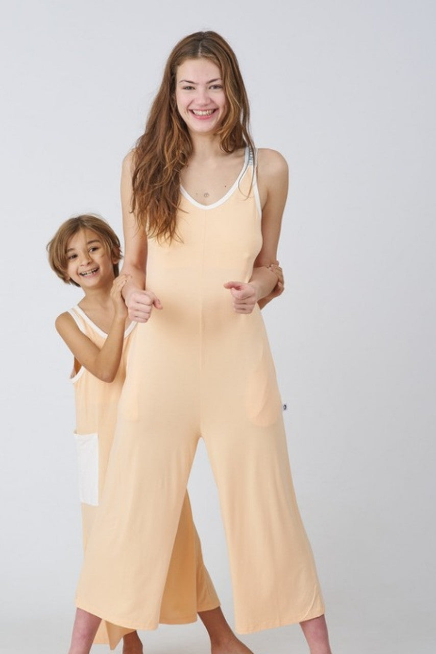 Matching Bamboo Jumpsuits in Peach for kids and adults - Awakind.co