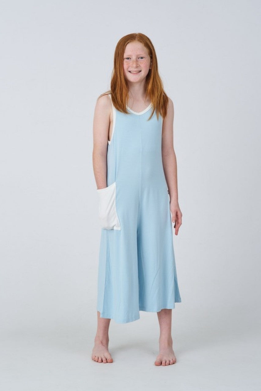 Kids Bamboo Jumpsuit in Blue - Awakind.co